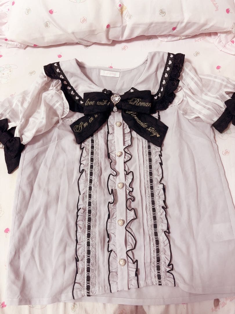 LIZLISA ハートレース襟ブラウス 半袖