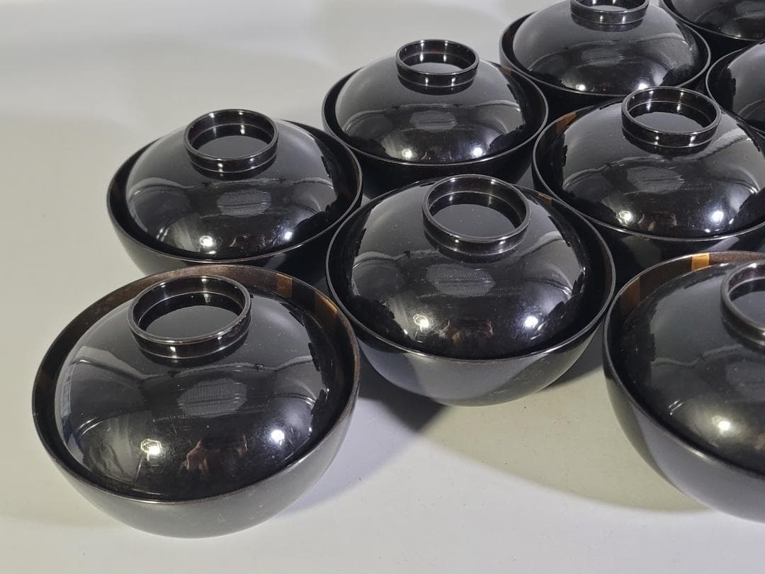 雲蒔絵 吸物碗 十客 平安堂製 共箱 美品 時代物