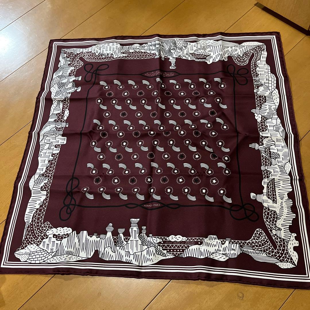HERMES バーガンディ スカーフ