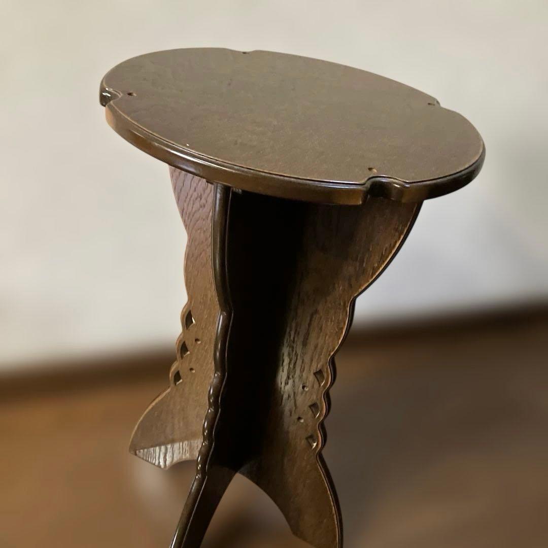 パリの雑貨屋　廃番品　ハンドメイド木製スツール　ミニテーブル　ダークブラウン