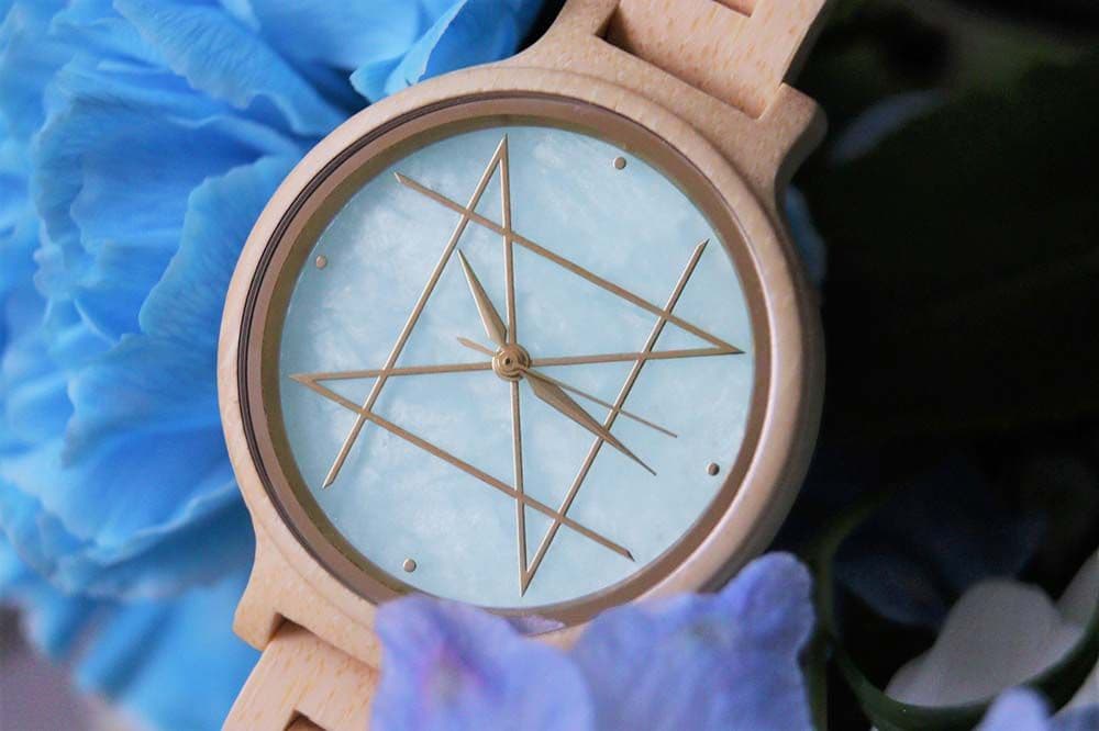 NOZ クオーツ／アクアマリン　バンブー天然木バンド 36mm 開封済み未使用