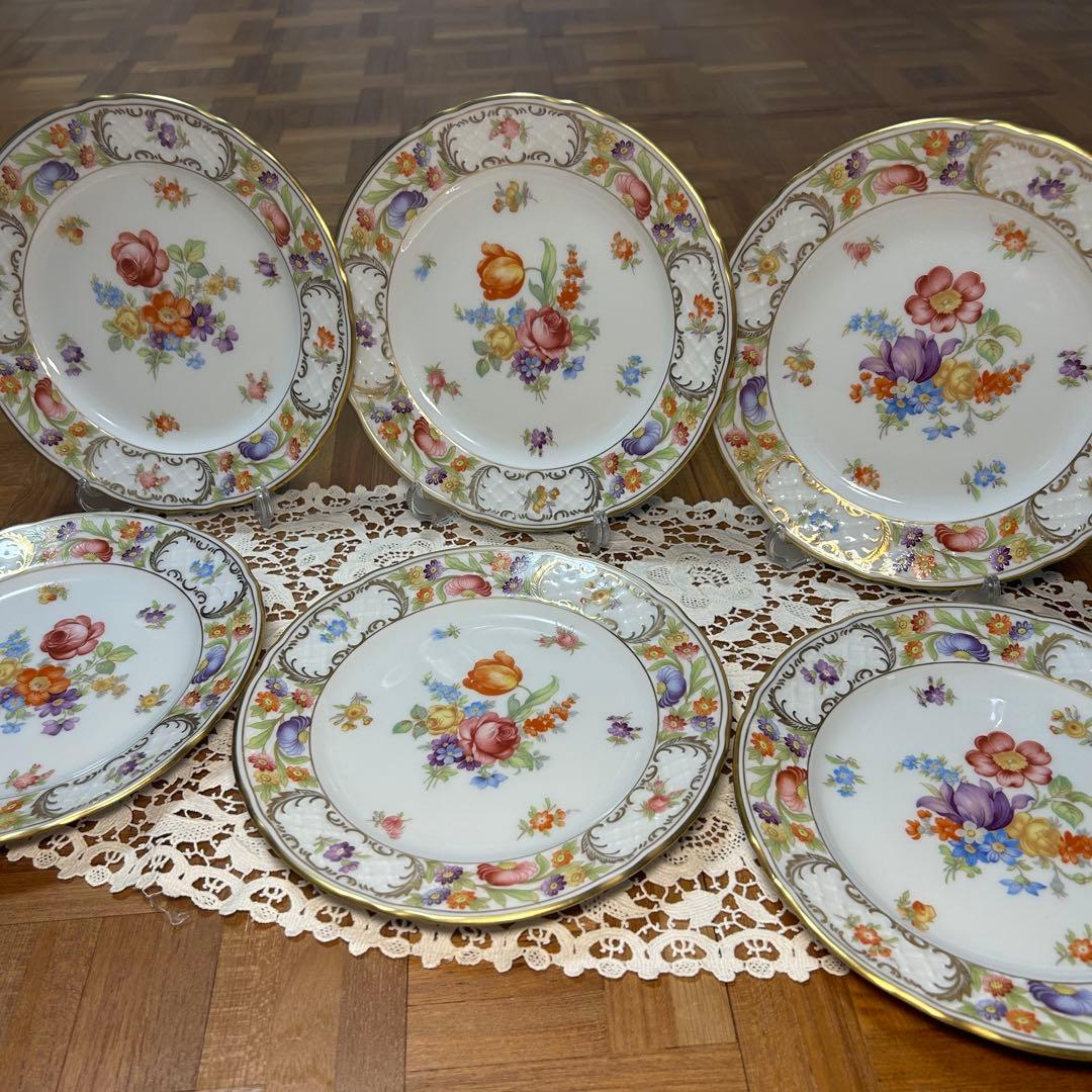 ドレスデンフラワー シューマンババリア プレート　6枚セット！　ケーキ皿