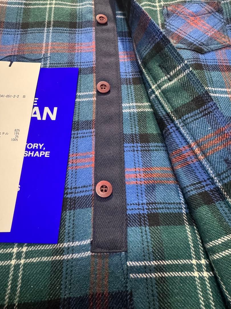 極美品 JUNYA WATANABE MAN 日本製 ウールチェックシャツ S
