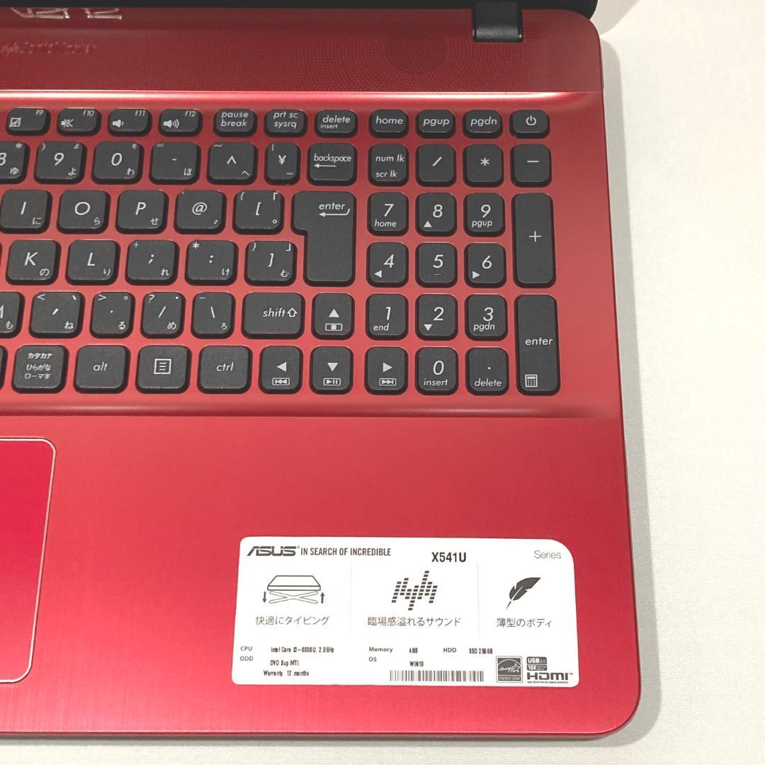 美品✨カメラ・大画面・DVD・大容量✨赤✨すぐ使えるノートパソコン◇T464-1
