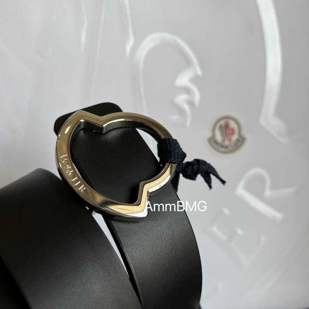 新品 Moncler モンクレール シルバー ロゴバックル ベルト メンズ48