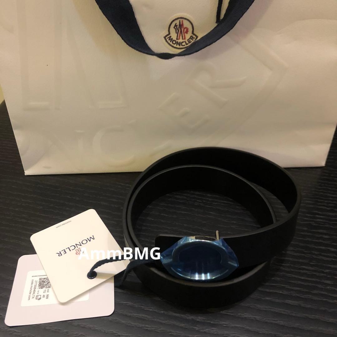 新品 Moncler モンクレール シルバー ロゴバックル ベルト メンズ48