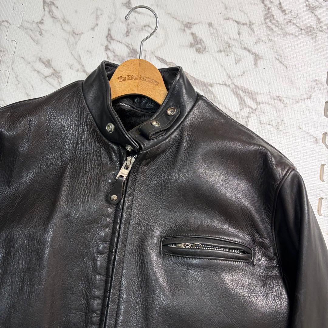 奇跡の42size✨schott シングルライダース ボア ブラック 黒　141