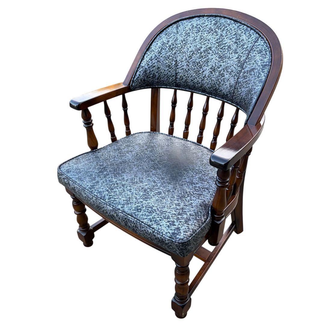 【希少】オールドカリモク コロニアル 合皮 ラタン アームチェア ③