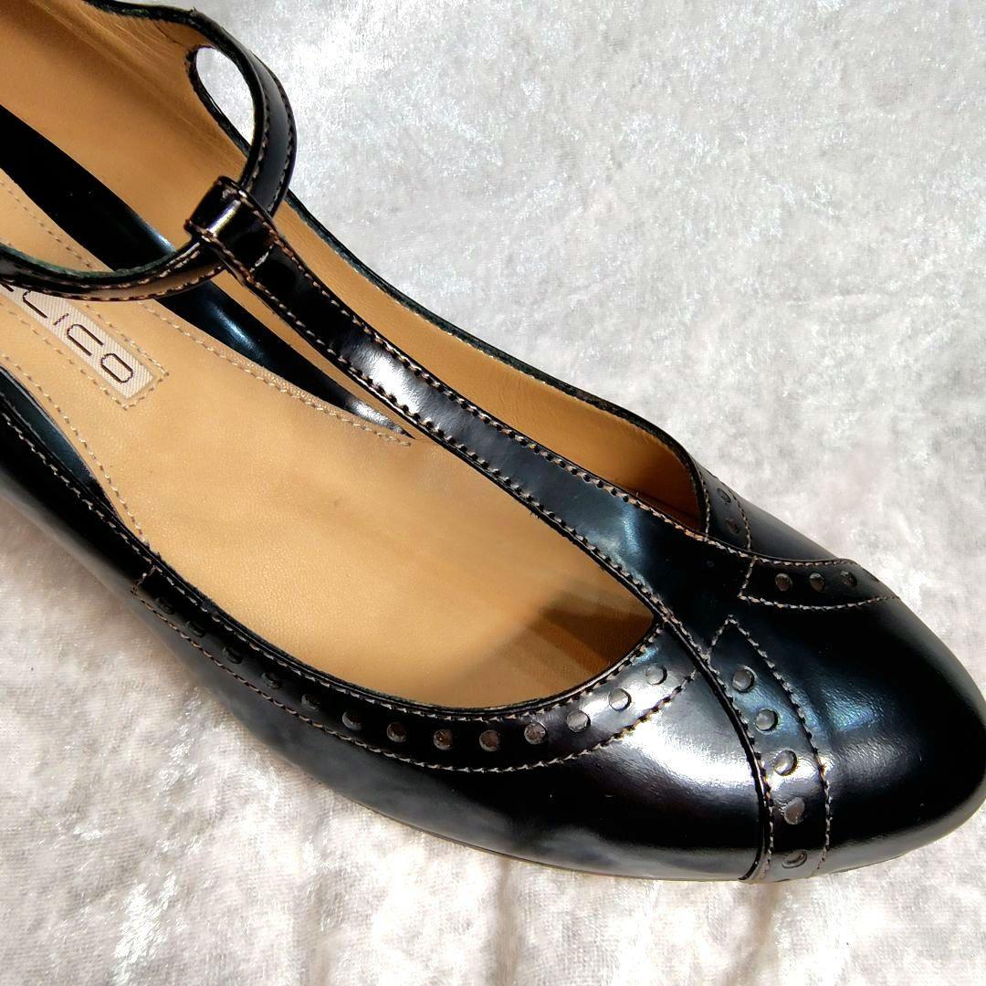 ✨PELLICO 黒 Tストラップ 中ヒールパンプス　写真追加