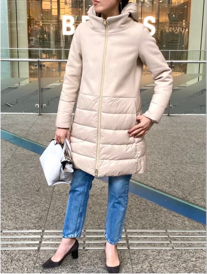 HERNO ヘルノ ウール×ナイロン 異素材切替ダウンコート　40