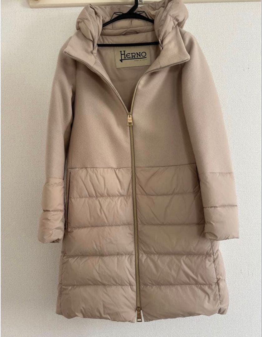 HERNO ヘルノ ウール×ナイロン 異素材切替ダウンコート　40