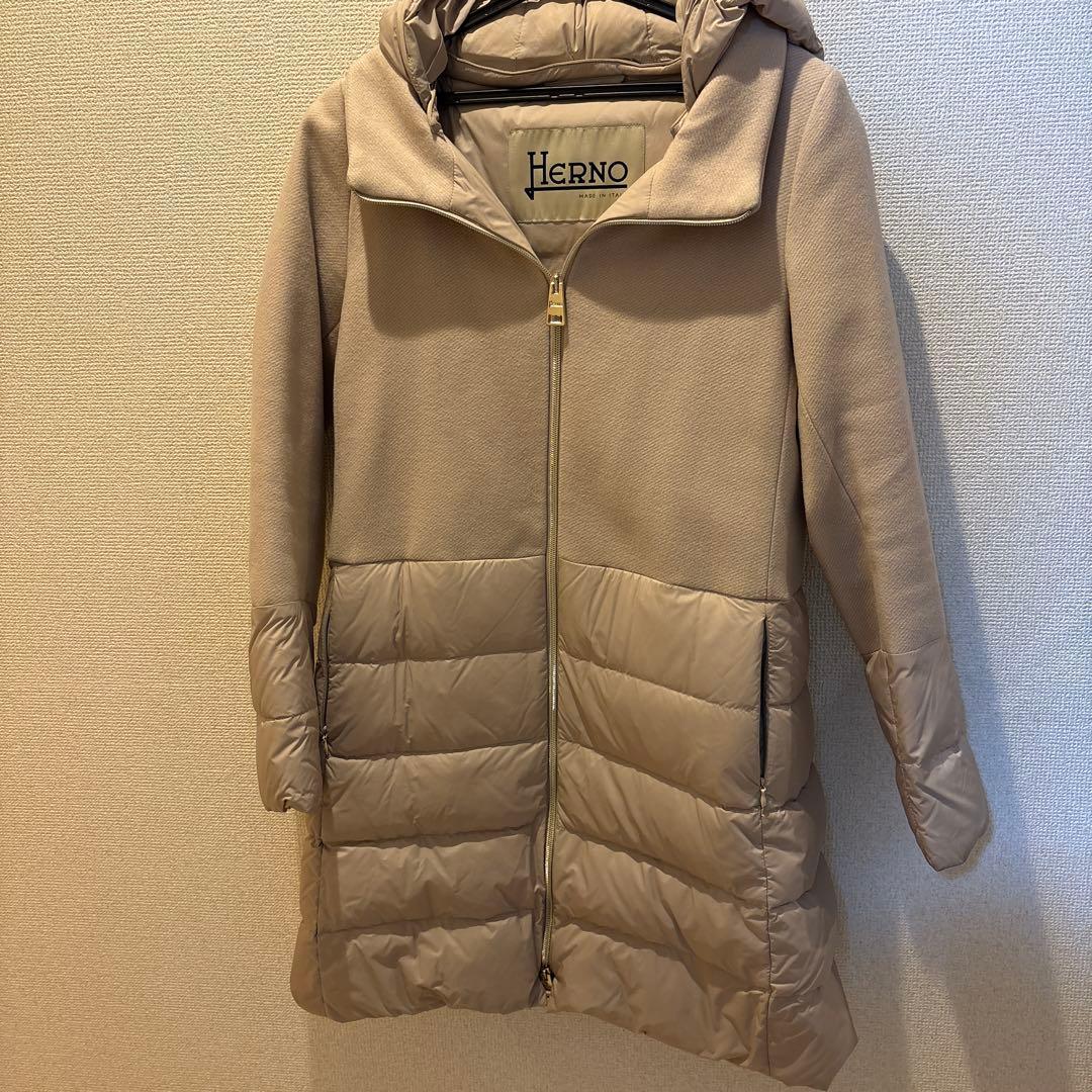 HERNO ヘルノ ウール×ナイロン 異素材切替ダウンコート　40