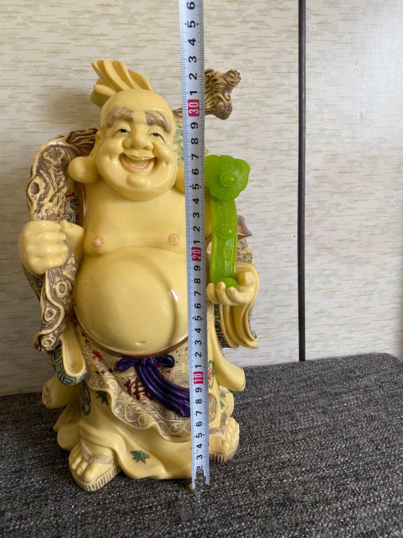 布袋像　布袋尊　色絵　笑顔の仏像　置物　開運　縁起物　特大　骨董