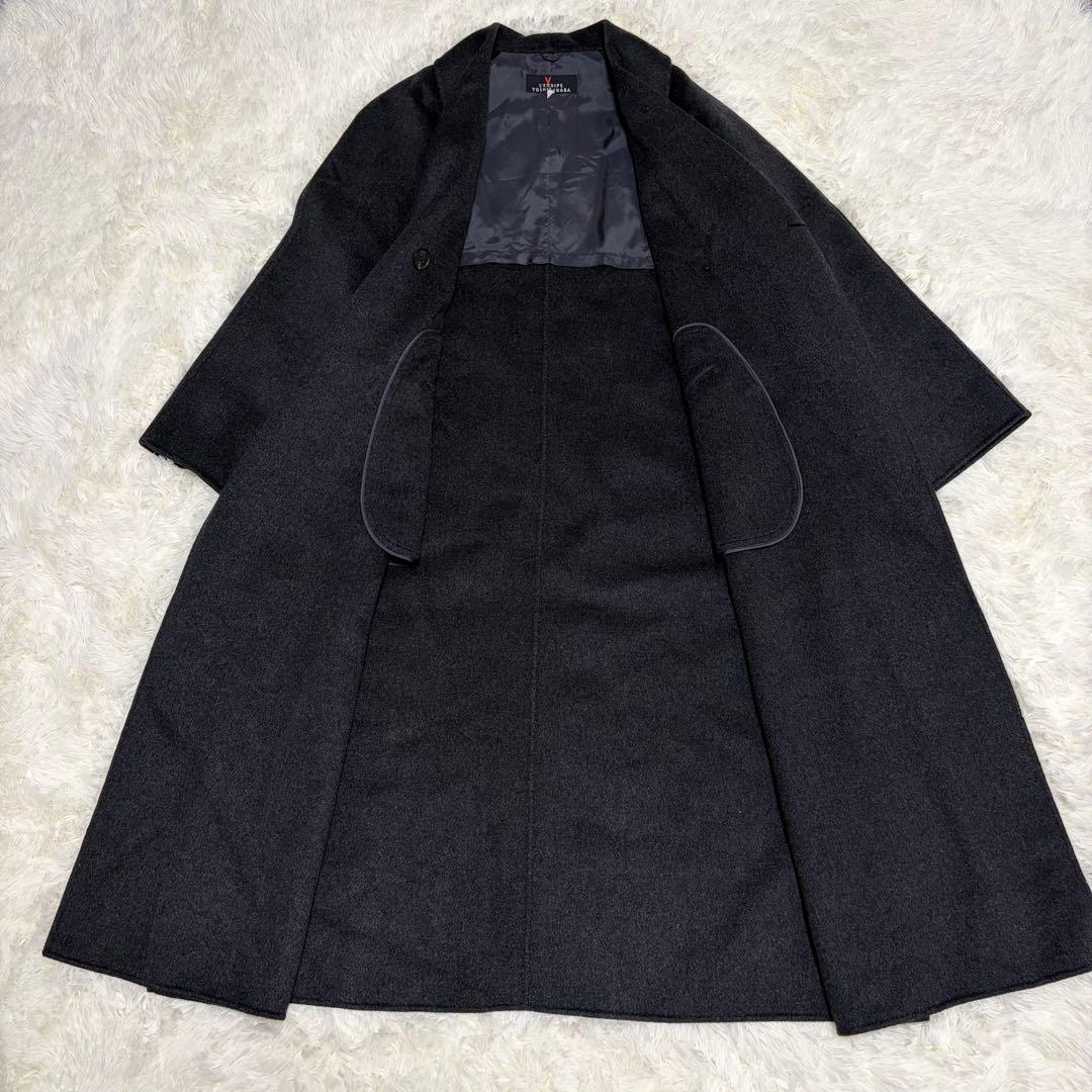 レキップヨシエイナバ　カシミア100%チェスターロングコート　ダークグレー