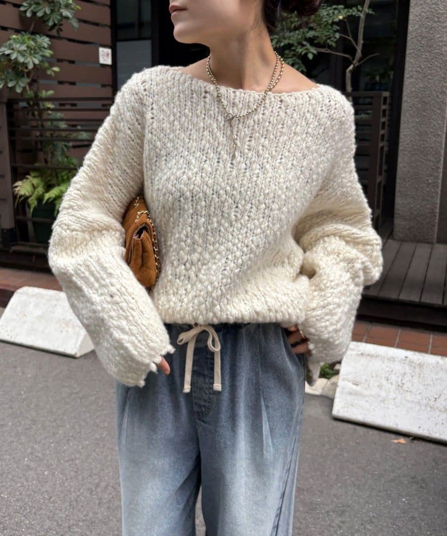 DOUDOUウールスラブロービングニット