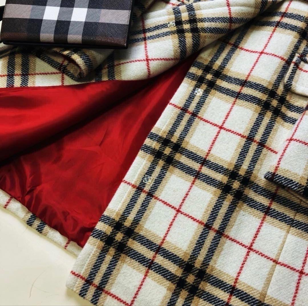 Burberry チェック柄 フード付き　ダッフルコート　ロングコート