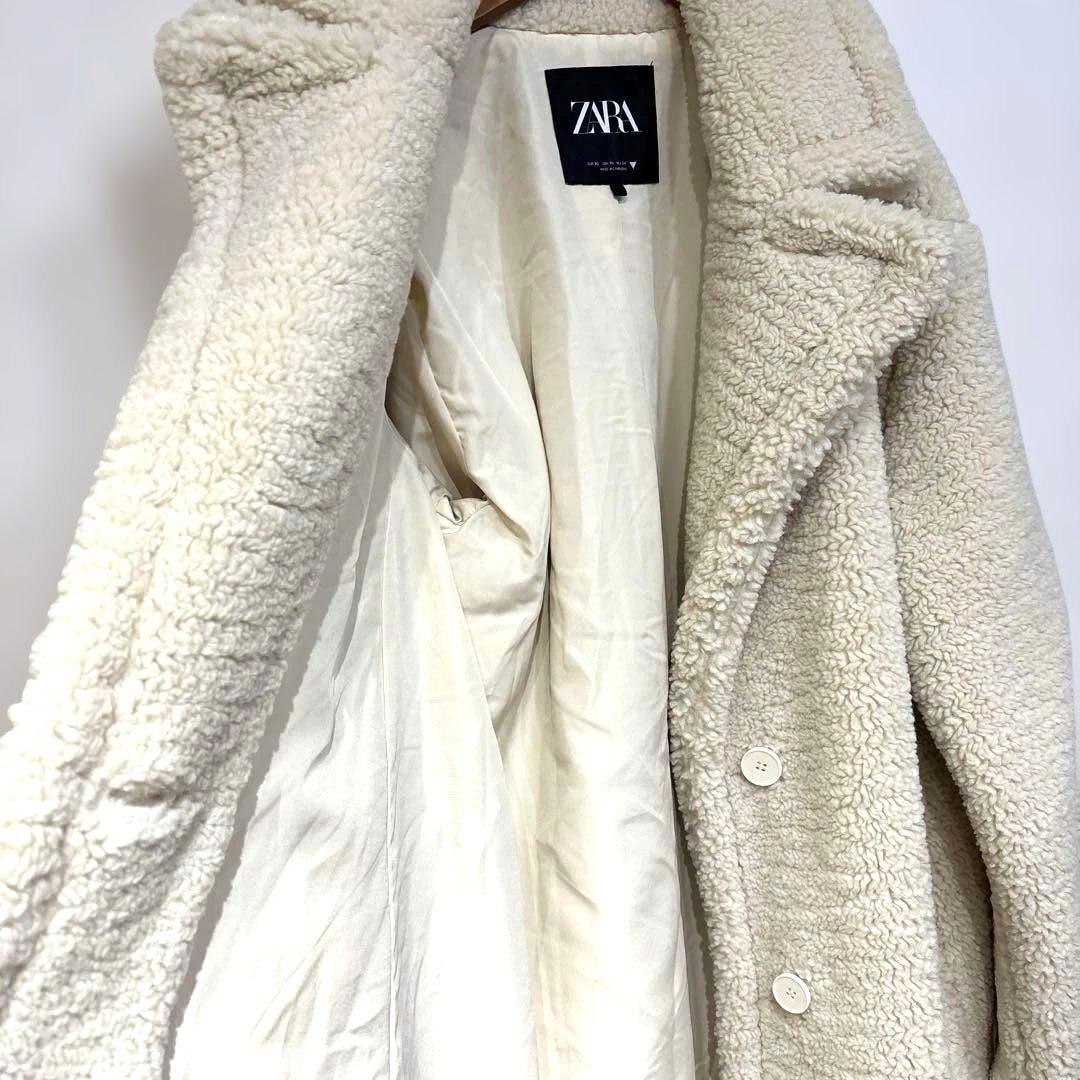 【即購入OK・人気完売品】ZARA ロング丈ボアコート アイボリー XSサイズ