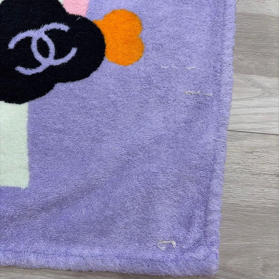 CHANEL ヴィンテージ タオルケット ラベンダー カメリア ココマーク
