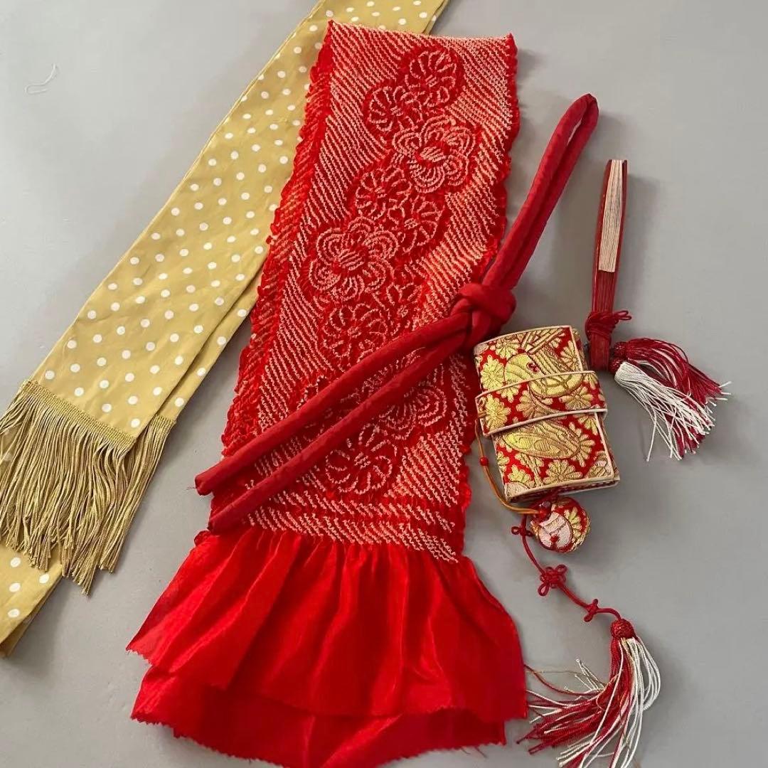 七五三　7歳　アンティークお着物セット　アンティークぽっくり下駄