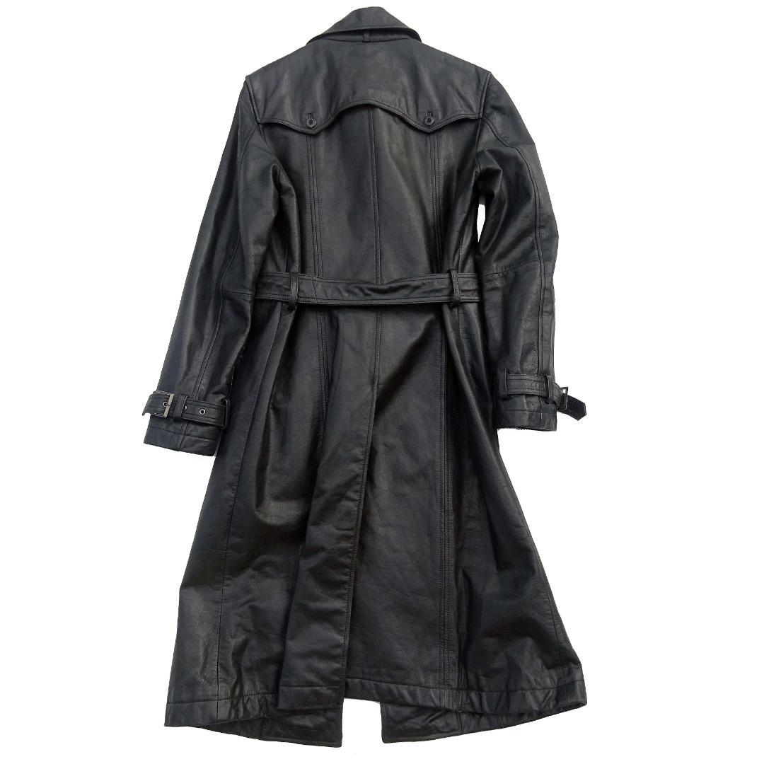 トルネードマートロング トレンチコート レザー 牛革バッファロー ブラック L