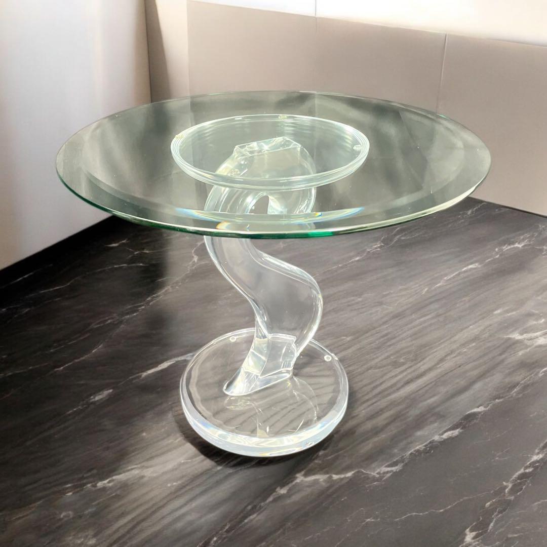 HR477 【レア高級】HAZIZA ガラステーブル　コーヒーテーブル