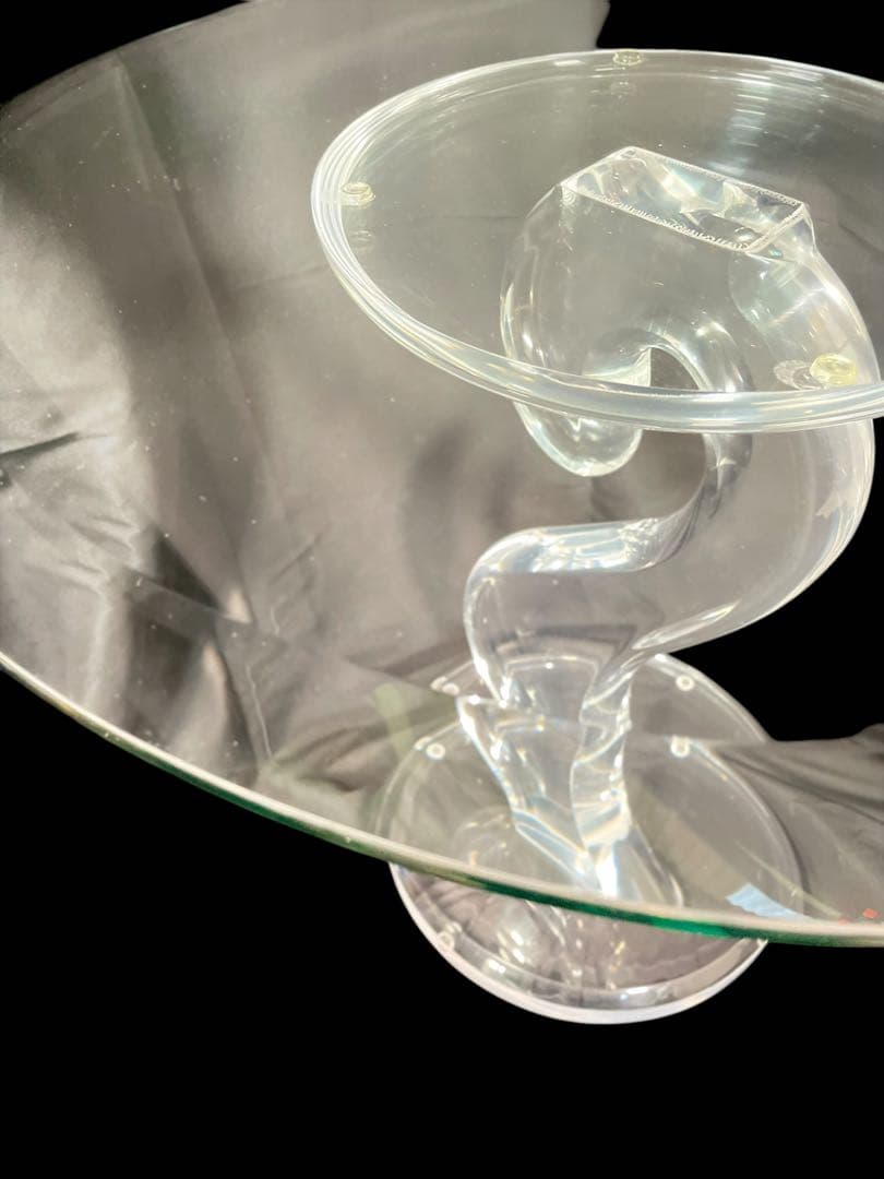 HR477 【レア高級】HAZIZA ガラステーブル　コーヒーテーブル