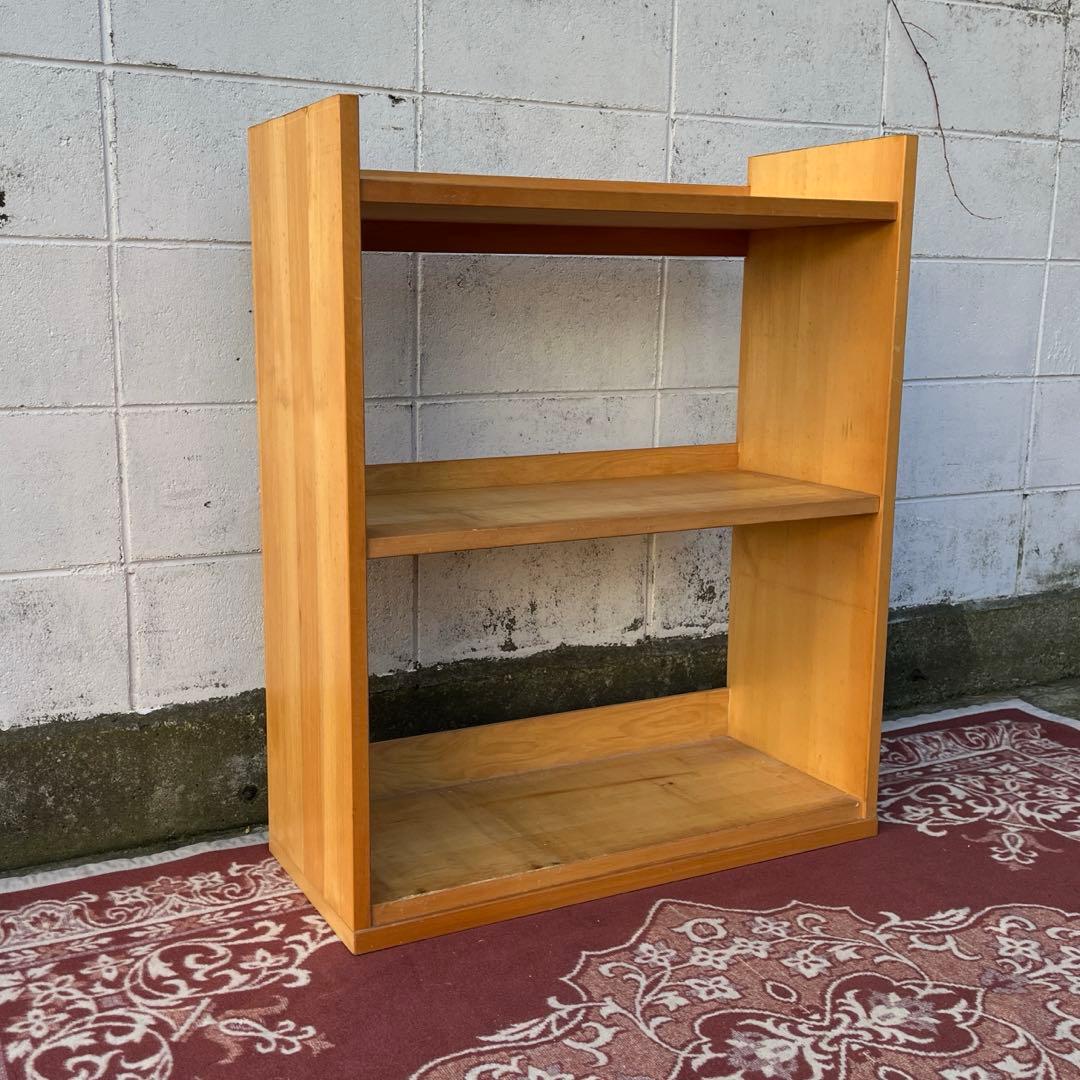 古家具ビンテージ品◾️木製無垢材 三段 ブックシェルフ 本棚 レコードラック