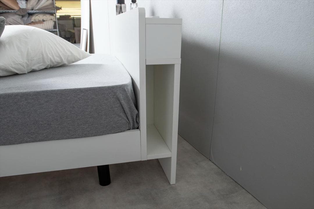 【送料無料】【S】コンセント・宮付きすのこベッド(マットレス付き) 収納 天然木