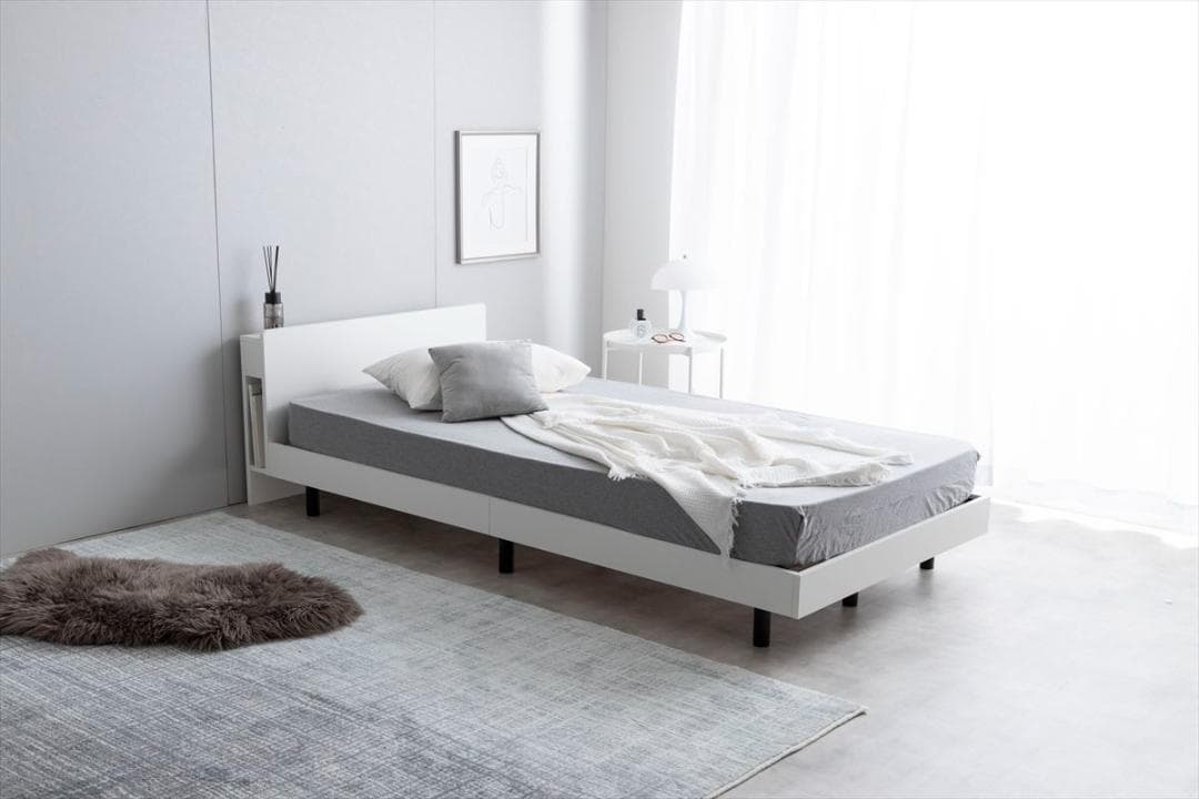 【送料無料】【S】コンセント・宮付きすのこベッド(マットレス付き) 収納 天然木