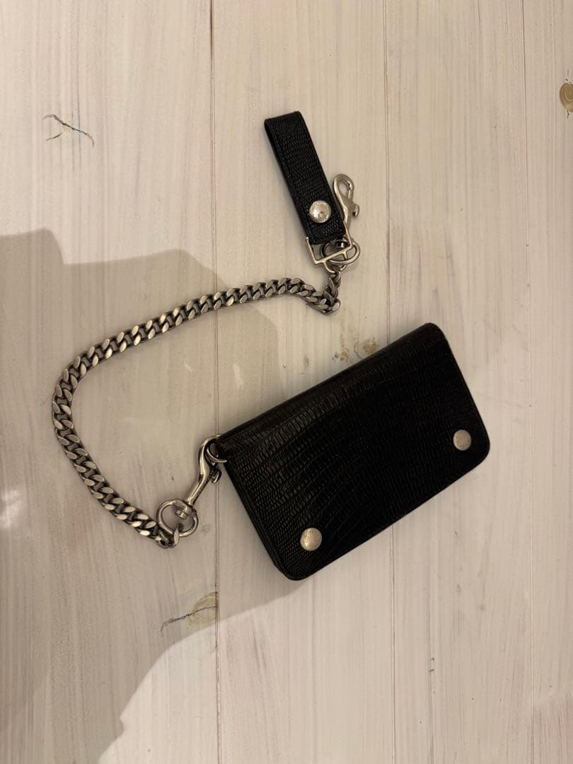 SAINT LAURENT クロコダイル型押し ウォレットチェーン付き