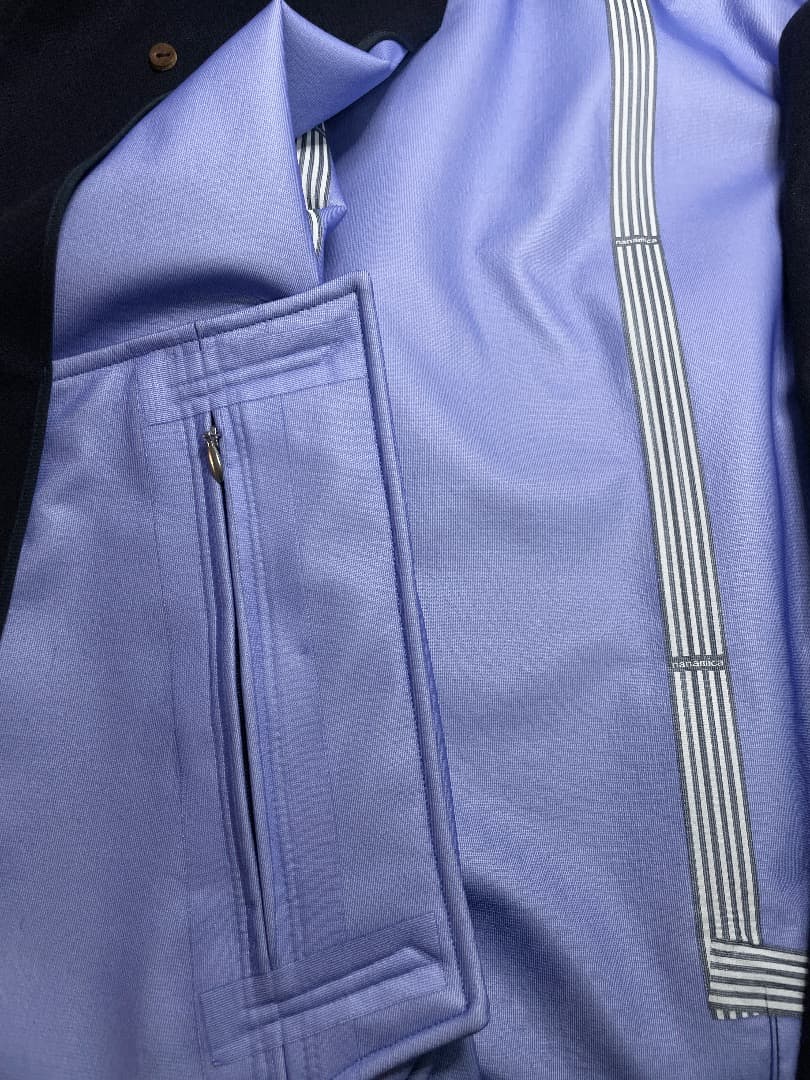 美品　ナナミカ　ステンカラーコート　ウール混紡×ゴアテックス　NAVY　Sサイズ