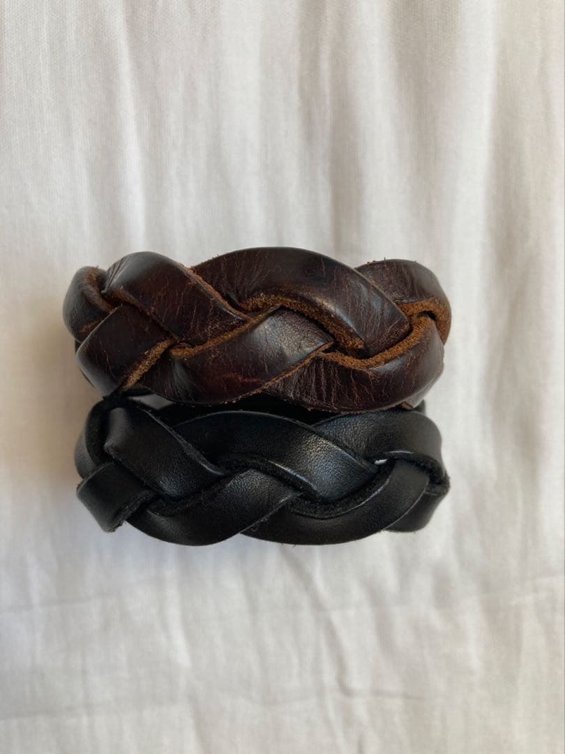 マルジェラ10 11　レザー編み込みブレスレット 初期