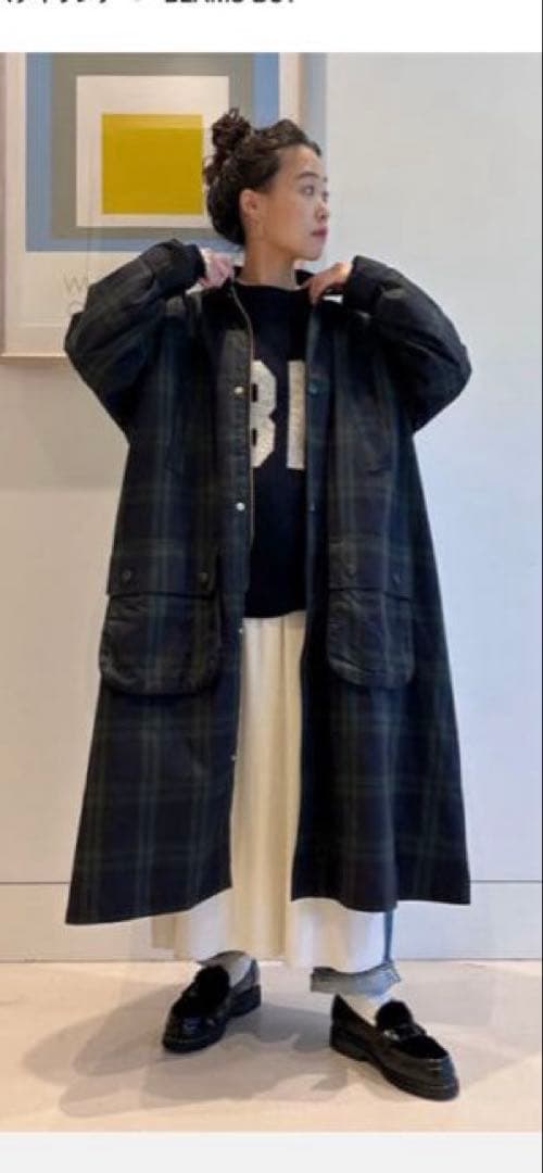 ビームスボーイ別注　Barbour ロングコート　ブラックウォッチ