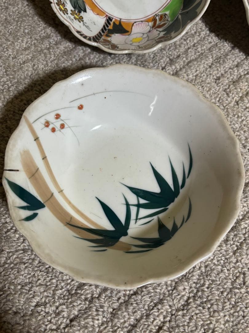 古伊万里 江戸中期〜後期 色絵柘榴文菊花形 草花文 なます皿 手描き 染付 希少