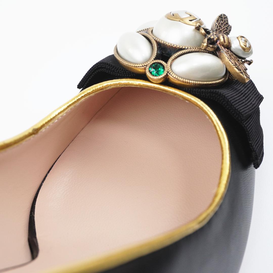 24cm レア Gucci パンプス IT38 パール BEE　新品保存品