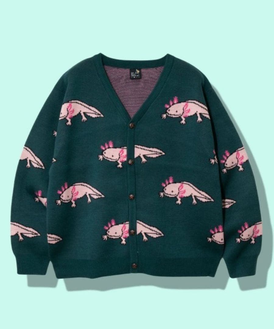 ゴースローキャラバン / ウーパールーパー ジャガードニットカーディガン