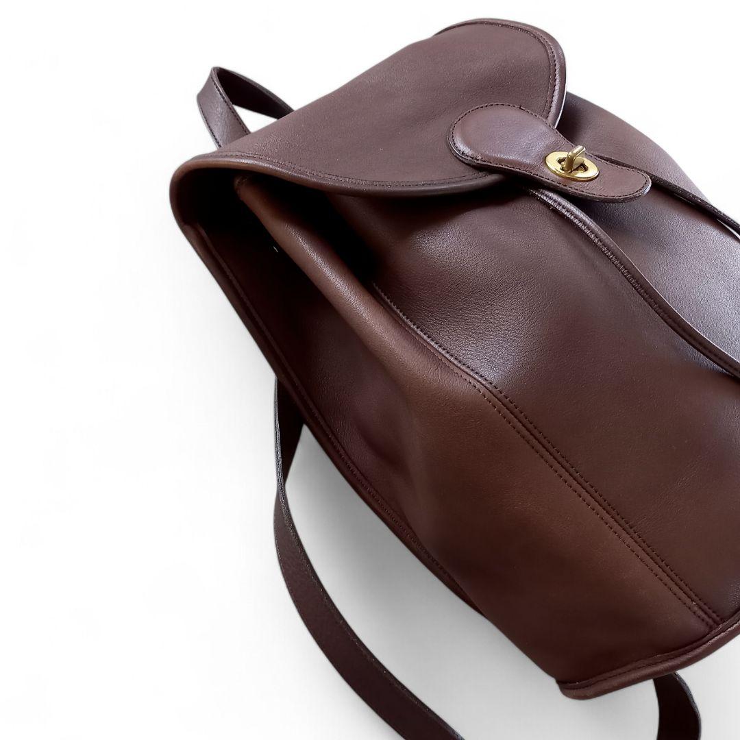 良品 90s Old COACH レザーリュック 本革 USA製 こげ茶 巾着