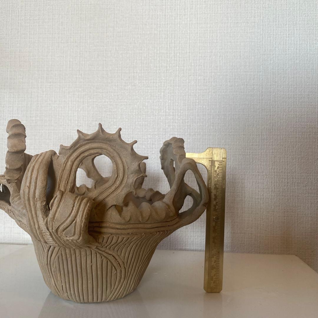 縄文土器デザイン　植木鉢02 本焼き　樹葉窯