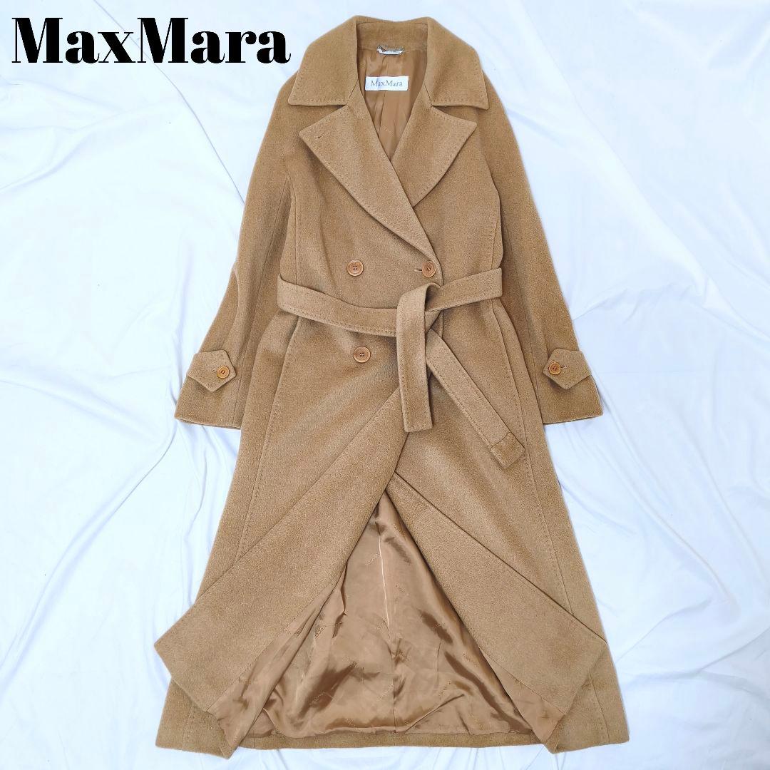 美品✨マックスマーラ 白タグ キャメル100% アイコンベルテッドコート