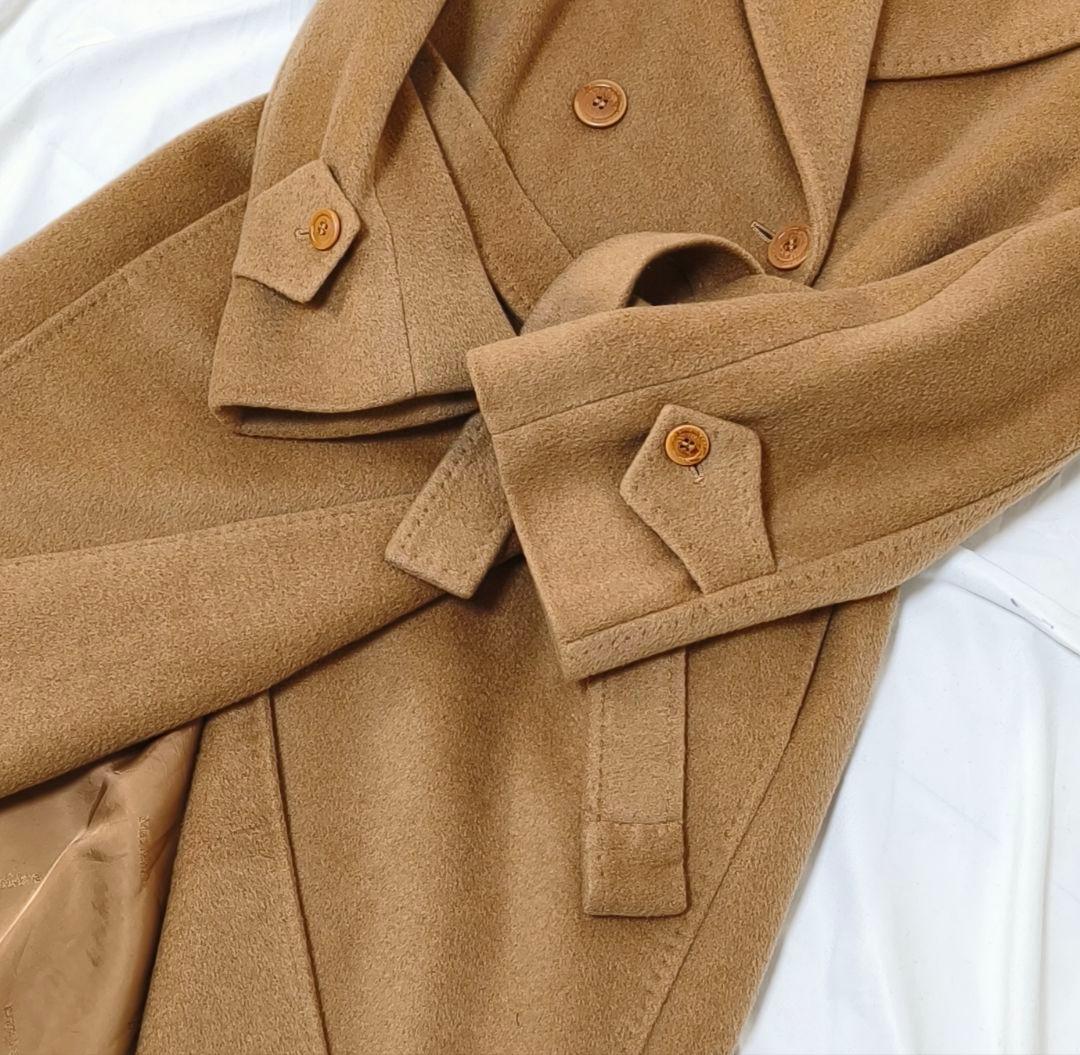 美品✨マックスマーラ 白タグ キャメル100% アイコンベルテッドコート