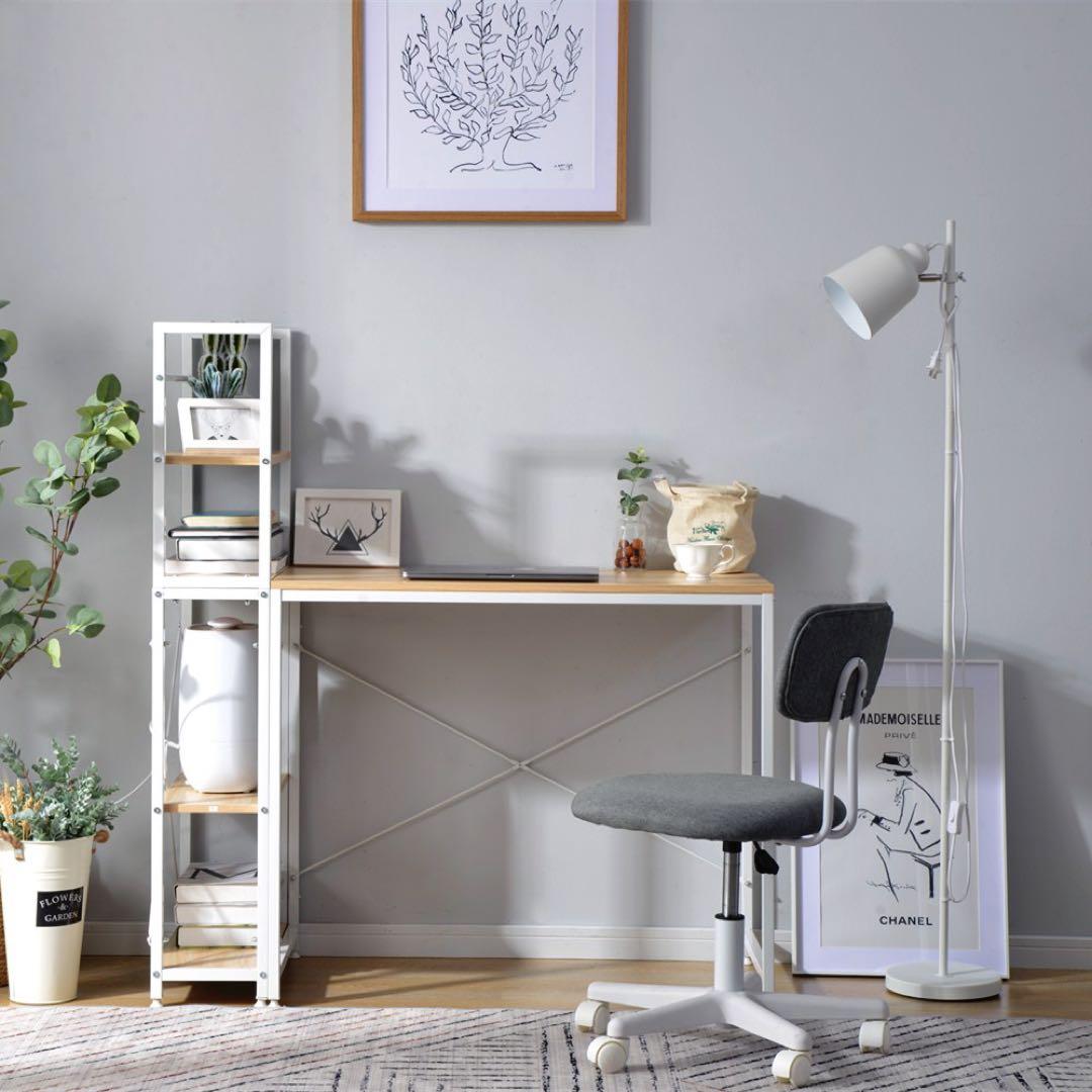 パソコンデスク ラック付き 分体調整可 ワークデスク木製 新品未開封 木色