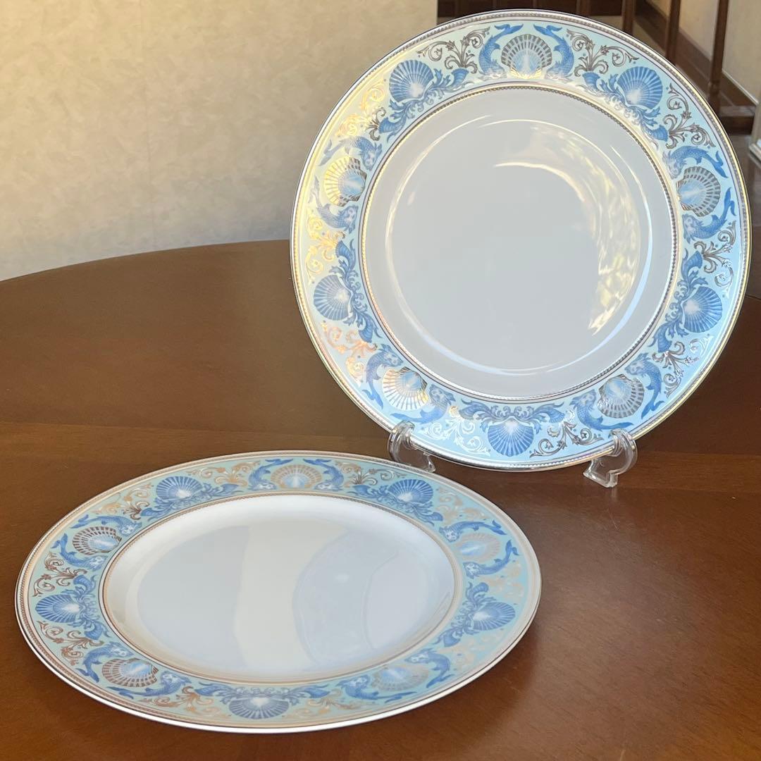 【美品】ウェッジウッド★ドルフィンホワイト＆ブルー★ディナー皿　5枚