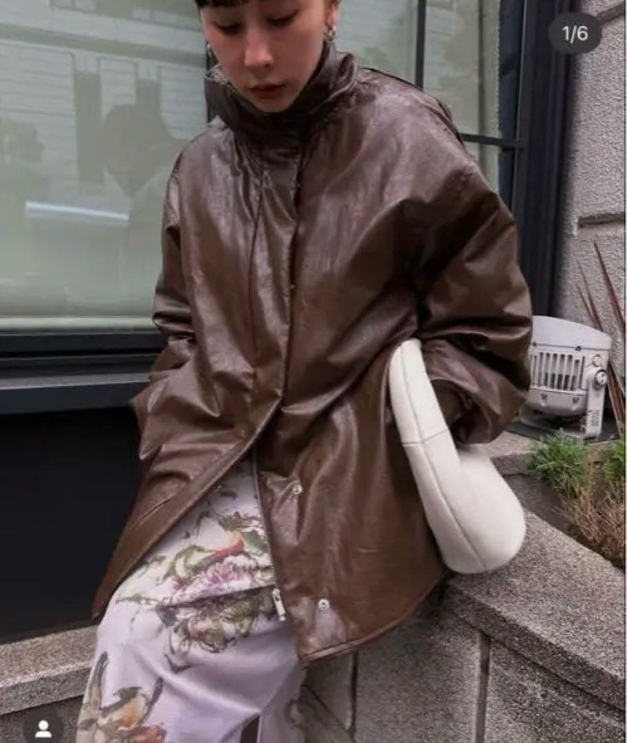 ジャケット・アウター AMERI PASTING LIKE FAKE LEATHER JACKET M