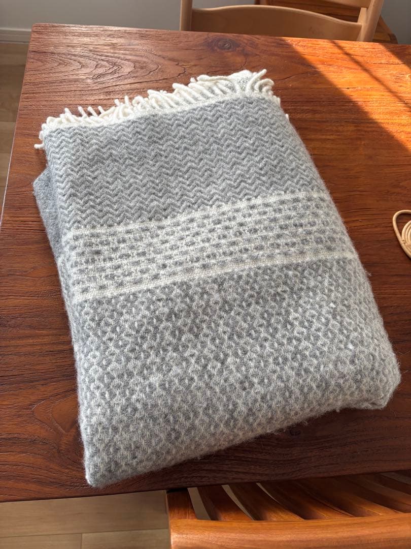 Mimi 　KLIPPAN ラムウール 毛布 130x200cm グレー