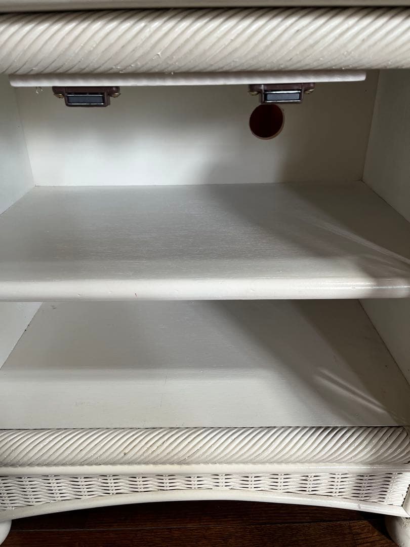 昭和☆レトロ☆ホワイトラタン☆テレビ台☆ガラス☆ヴィンテージ