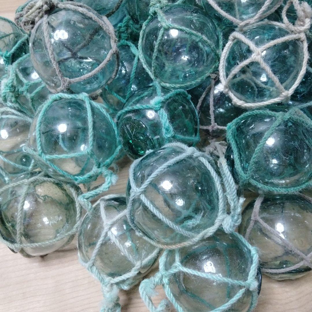 ガラス浮き球　浮き玉　９５個セット　網紐付き