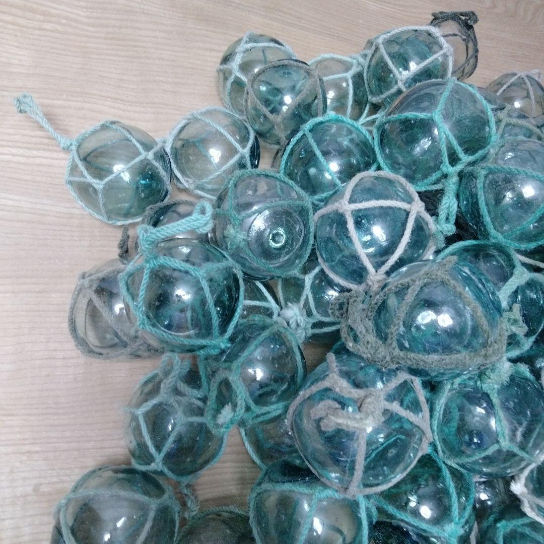 ガラス浮き球　浮き玉　９５個セット　網紐付き