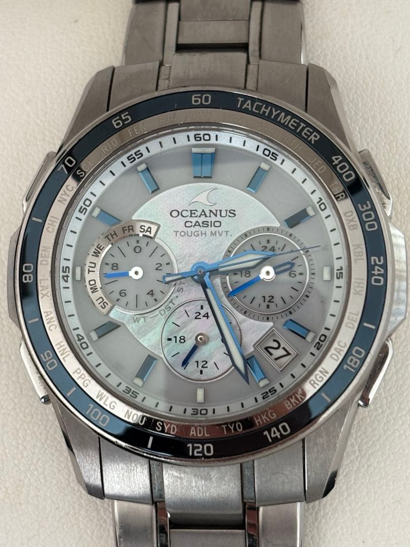 カシオ OCEANUS OCW‑S1200 マンタ 白蝶貝 チタン 電波ソーラー