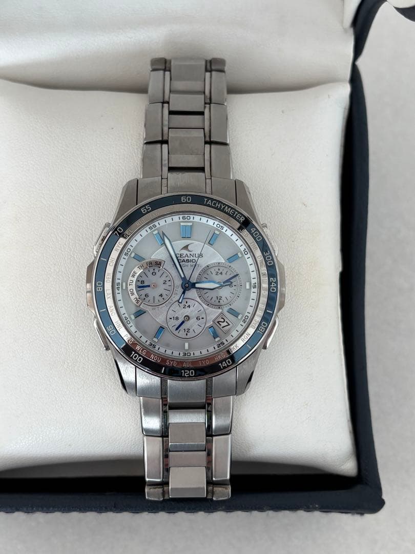 カシオ OCEANUS OCW‑S1200 マンタ 白蝶貝 チタン 電波ソーラー