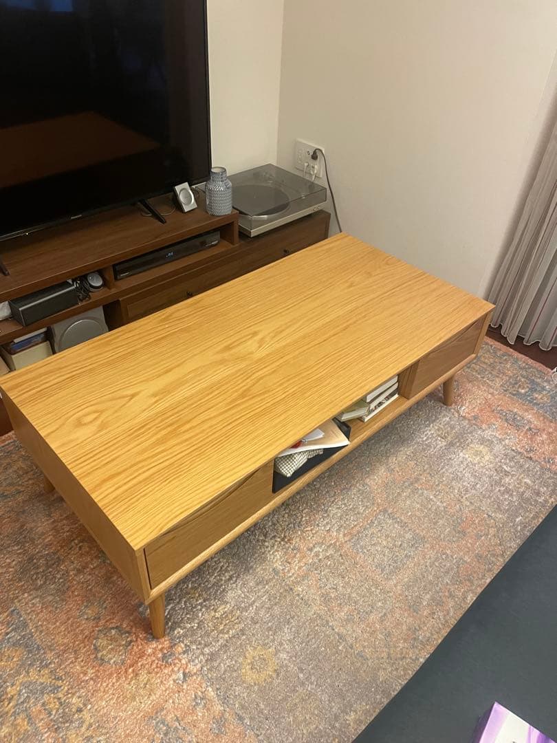 天童木工CENTRO ナチュラルウッド センターテーブル 引き出し付き